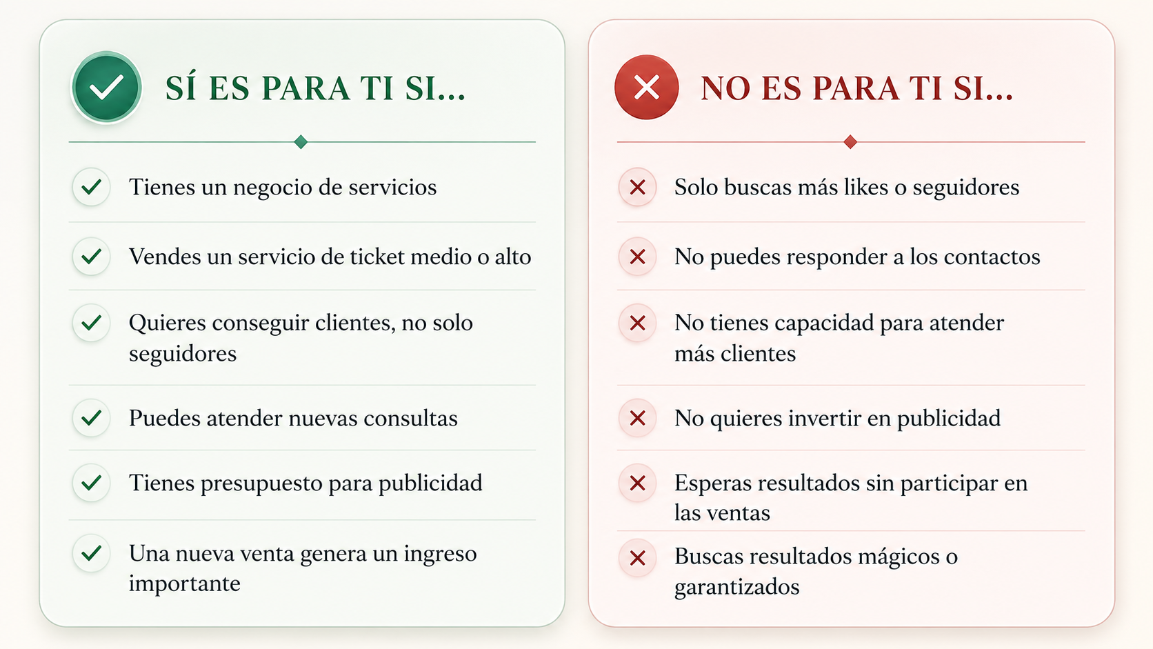 Sí es para ti si… / No es para ti si…